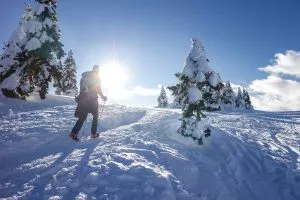Fotturer gjennom snø i Slovenia