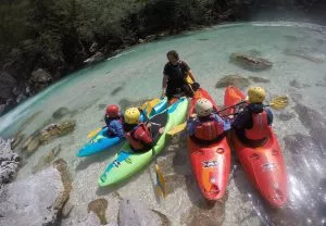 Kayaking group in Slovenia