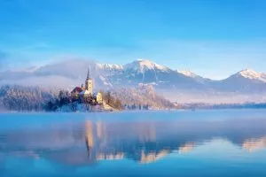 El lago Bled en invierno