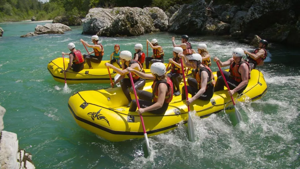 Raftinggruppen in Slowenien